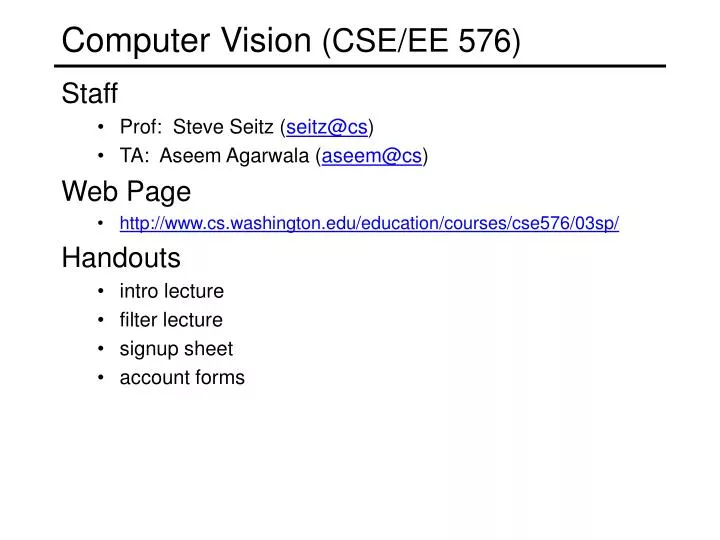 computer vision cse ee 576