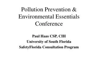 Pollution Prevention &amp; Environmental Essentials Conference