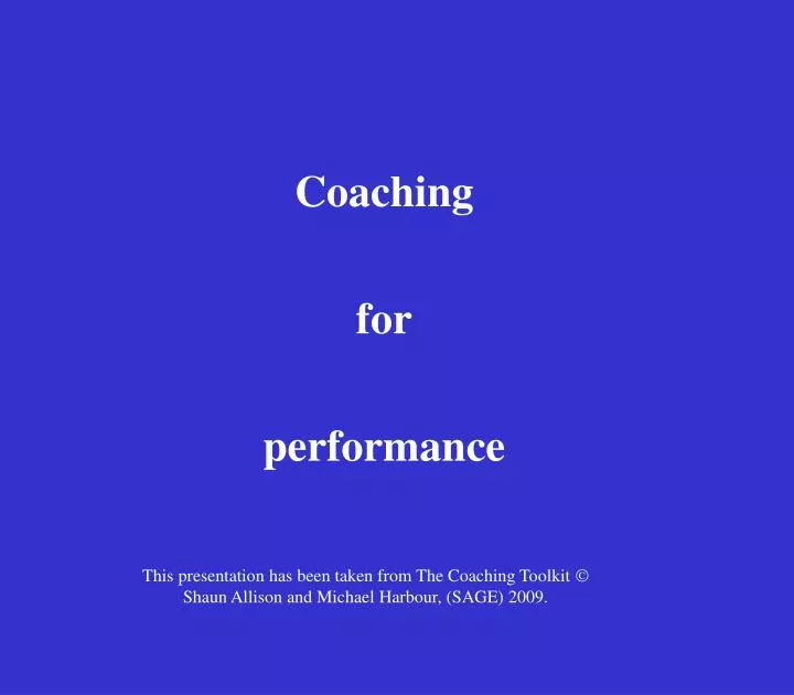coaching for performance