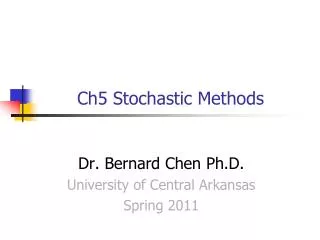 Ch5 Stochastic Methods