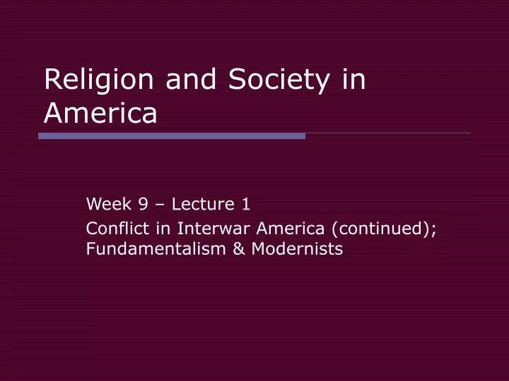 religion and society in america