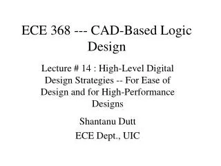 ECE 368 --- CAD-Based Logic Design