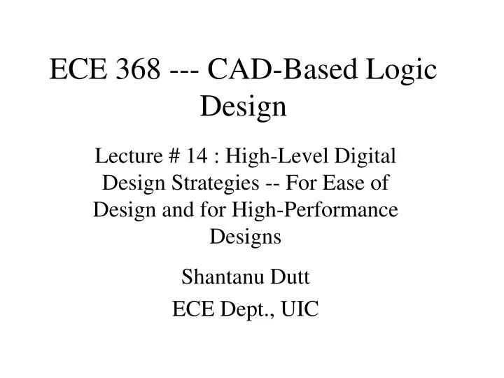ece 368 cad based logic design