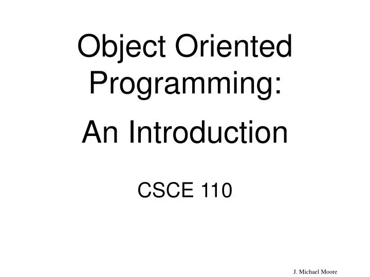 object oriented programming an introduction
