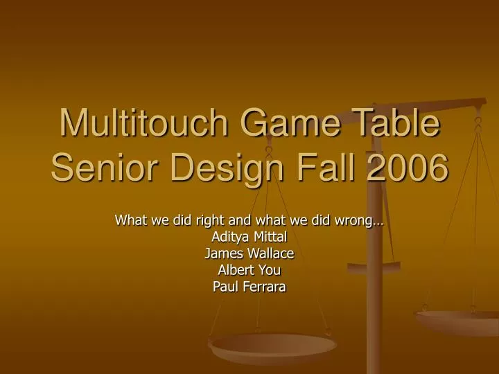 multitouch game table senior design fall 2006