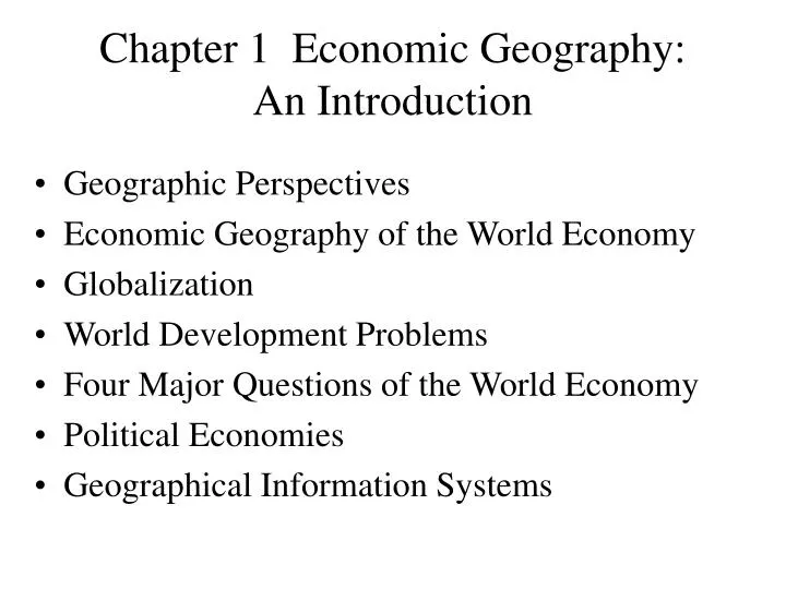 chapter 1 economic geography an introduction