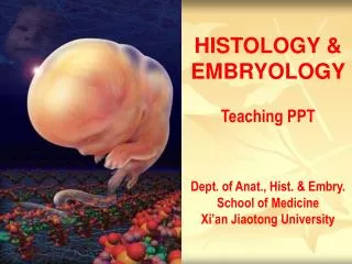 HISTOLOGY &amp; EMBRYOLOGY Teaching PPT Dept. of Anat., Hist. &amp; Embry. School of Medicine Xi’an Jiaotong University