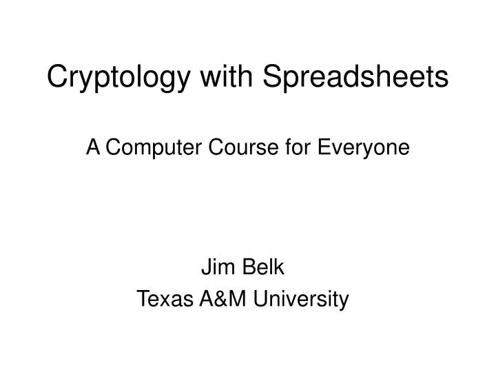 cryptology with spreadsheets