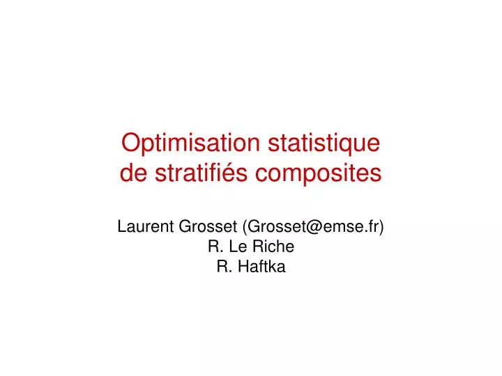 optimisation statistique de stratifi s composites