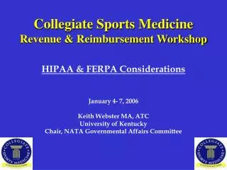 Collegiate Sports Medicine Revenue &amp; Reimbursement Workshop
