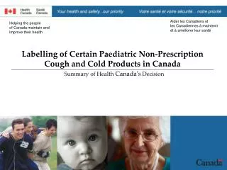 Labelling of Certain Paediatric Non-Prescription Cough and Cold Products in Canada