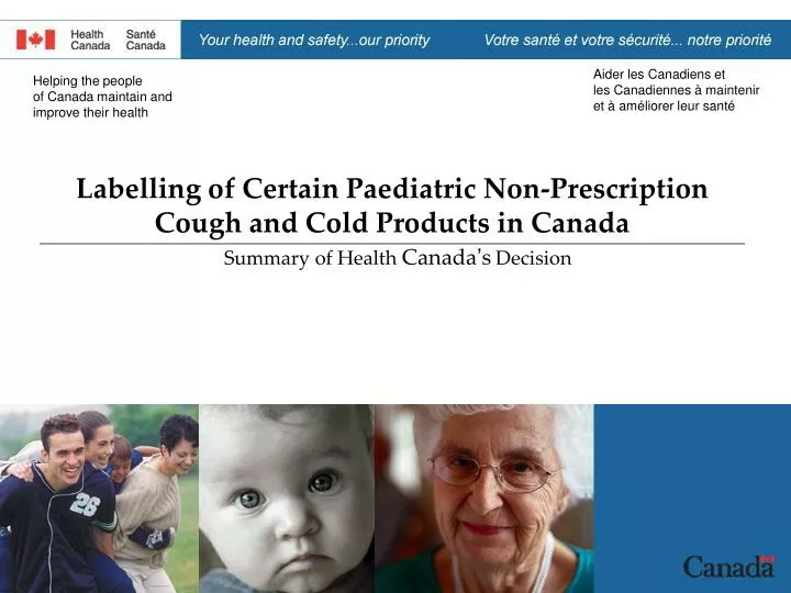labelling of certain paediatric non prescription cough and cold products in canada