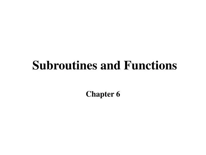 subroutines and functions