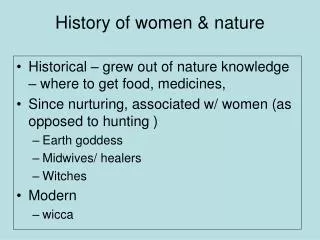 History of women &amp; nature