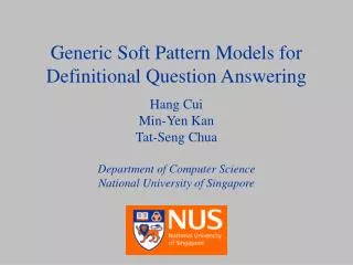 Generic Soft Pattern Models for Definitional Question Answering