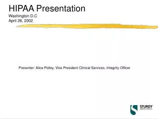 HIPAA Presentation Washington D.C April 26, 2002