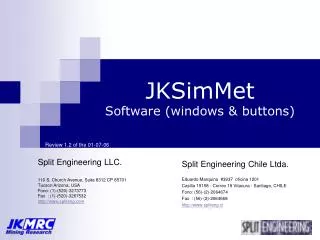 JKSimMet Software (windows &amp; buttons)