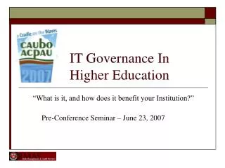 IT Governance In Higher Education