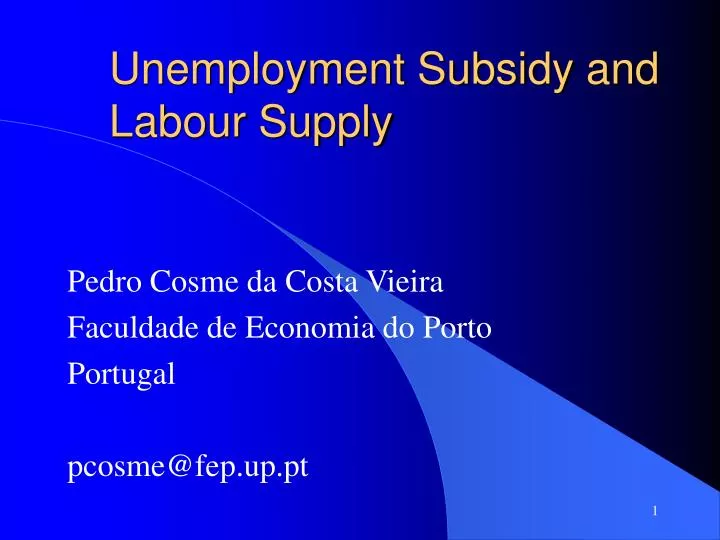 unemployment subsidy and labour supply