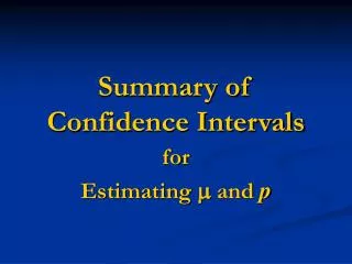 Summary of Confidence Intervals