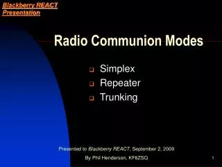 Radio Communion Modes