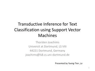 Transductive Inference for Text Classification using Support Vector Machines