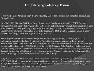 Free NYS Energy Code Design Reviews
