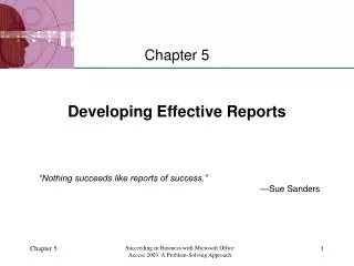 Developing Effective Reports