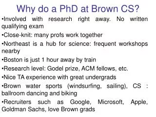Why do a PhD at Brown CS?