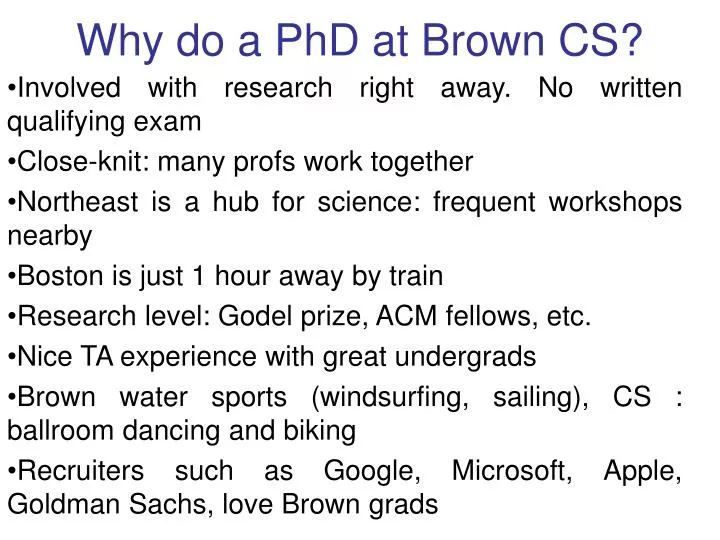 why do a phd at brown cs