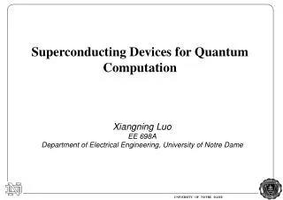 Superconducting Devices for Quantum Computation