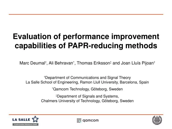 evaluation of performance improvement capabilities of papr reducing methods