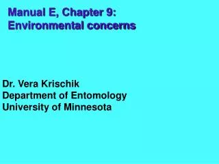Manual E, Chapter 9: Environmental concerns