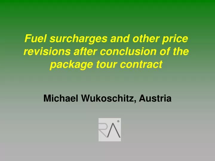 fuel surcharges and other price revisions after conclusion of the package tour contract