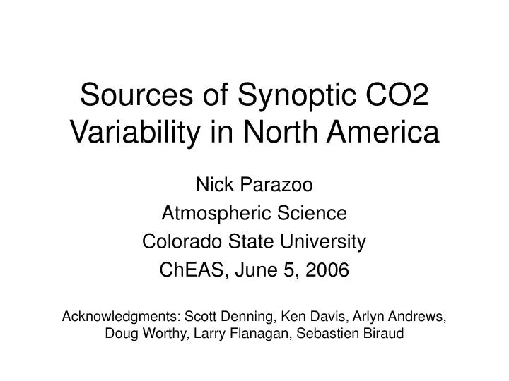 sources of synoptic co2 variability in north america