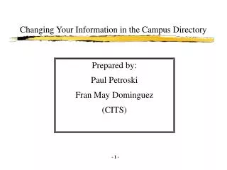 Changing Your Information in the Campus Directory
