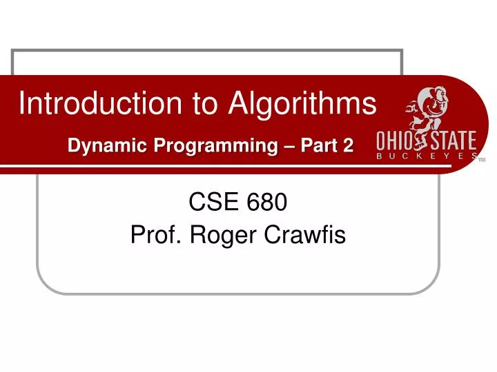 introduction to algorithms dynamic programming part 2
