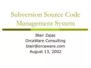 Subversion Source Code Management System