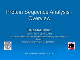 Protein Sequence Analysis - Overview