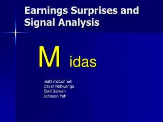 Earnings Surprises and Signal Analysis