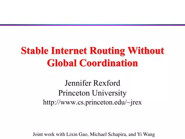 stable internet routing without global coordination