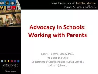 Advocacy in Schools: Working with Parents