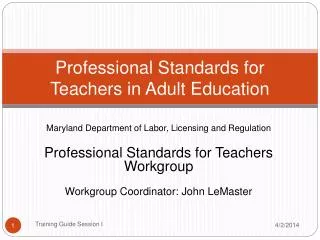 Professional Standards for Teachers in Adult Education