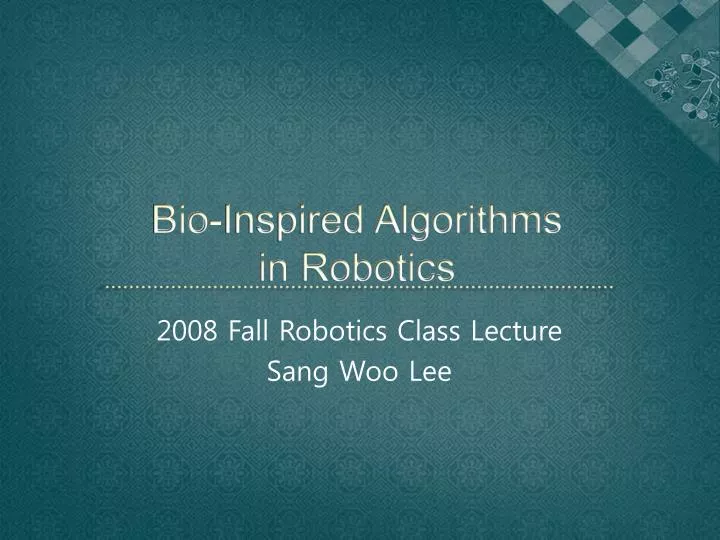 bio inspired algorithms in robotics