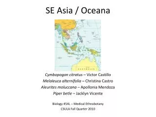 SE Asia / Oceana