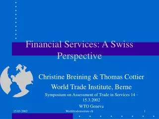 Financial Services: A Swiss Perspective