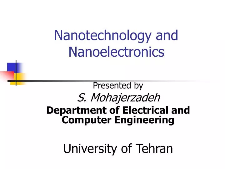 nanotechnology and nanoelectronics