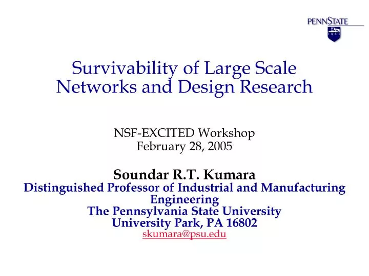 survivability of large scale networks and design research