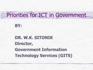 Priorities for ICT in Government