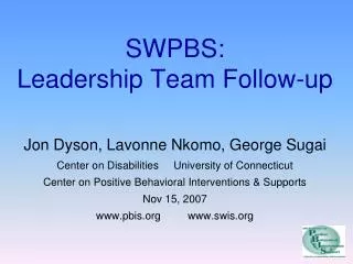 SWPBS: Leadership Team Follow-up
